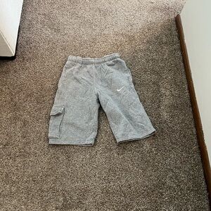 Nike Kids Grey Cargo Sweat Shorts with Swoosh Logo